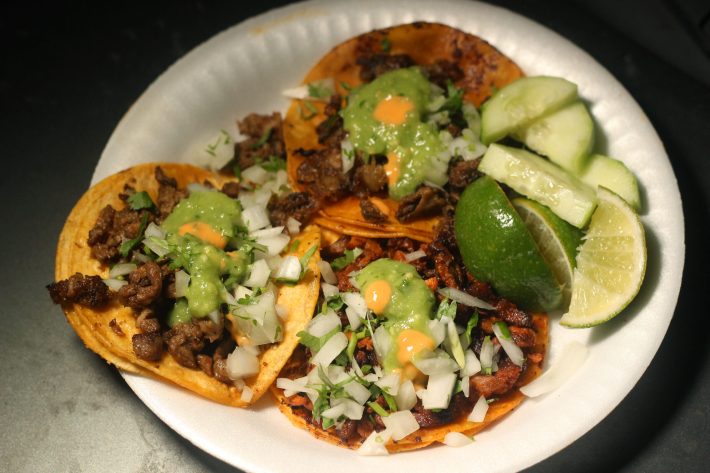 Tacos from Tacos Guelaguetza in Wilmington. Photo by Cesar Hernandez.