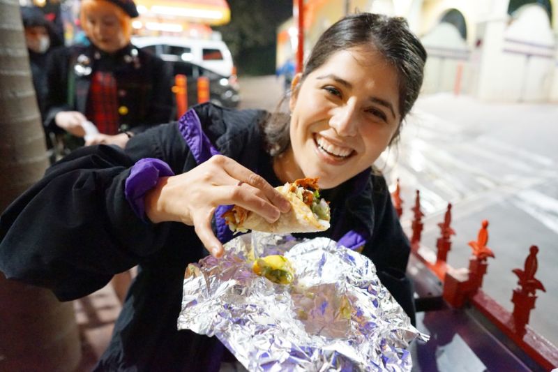Yubicela Brito at her favorite taquería. Photo by Johnny Roque for L.A. TACO.