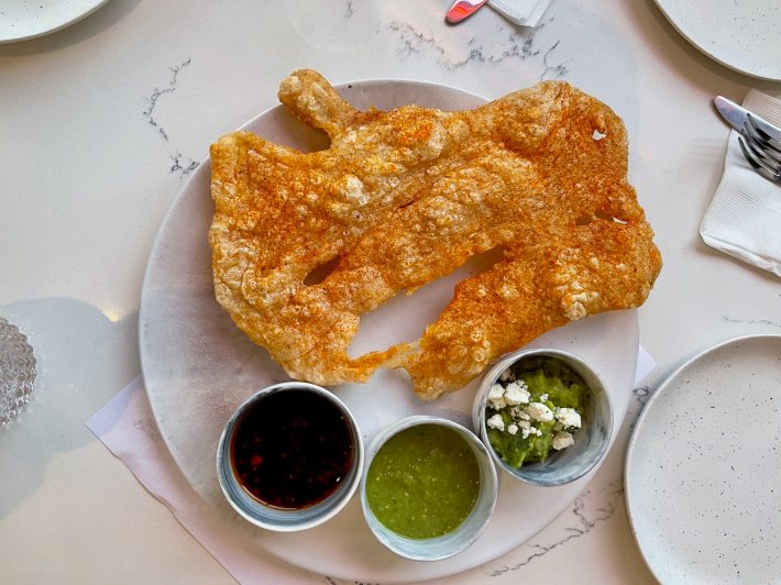 The chicharrón at El Barrio Cantina is freshly fried and sticky-crispy. Photo by Javier Cabral for L.A. TACO.