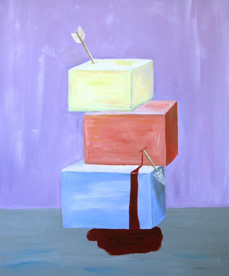 cubes with arrow 2015 oil on canvas 30 x 36 1/8 in inches