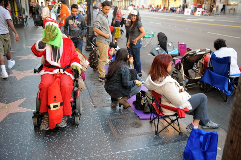 homeless grinch in wheelchair