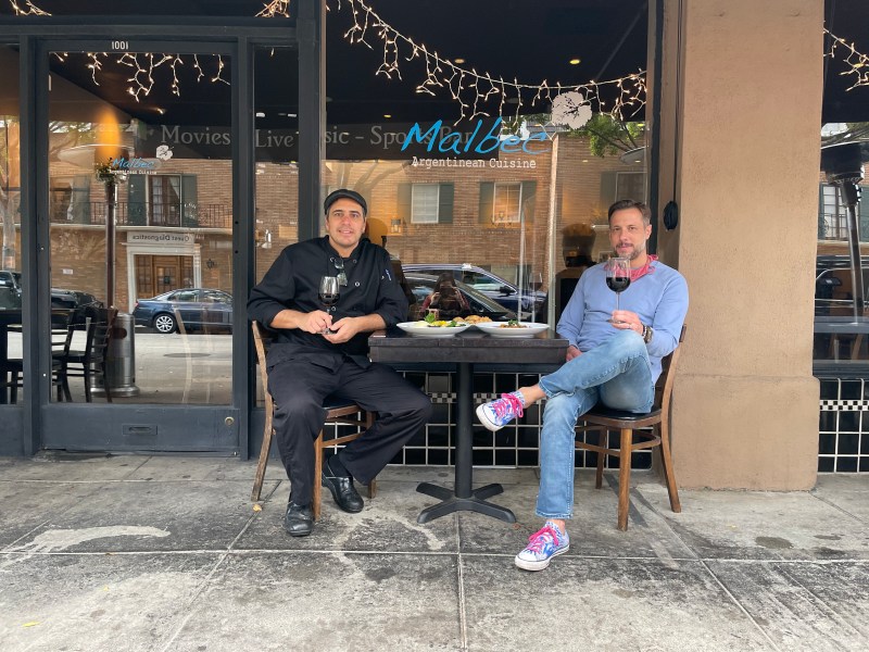 Brothers Pablo Alcorta and Luciano Alcorta in front of their restaurant Malbec Cuisine in Pasadena.