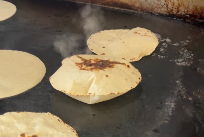 The corn tortillas are handmade at Sinaloa Express. Photo by Eli Lopez Beltran for L.A. TACO.