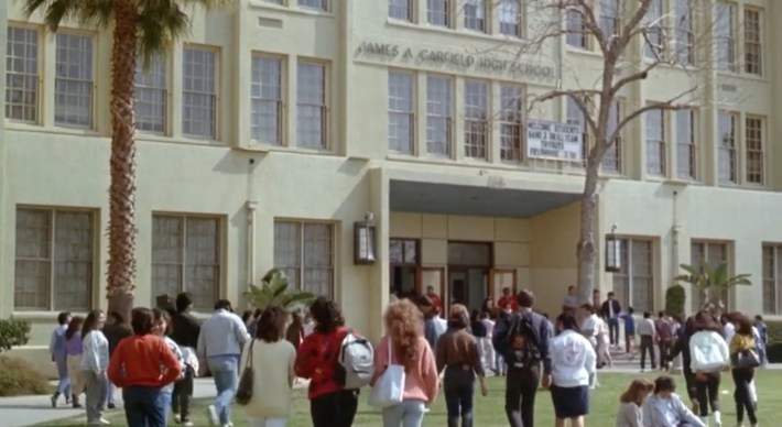 The original administration building of Garfield High School as seen in Stand and Deliver.