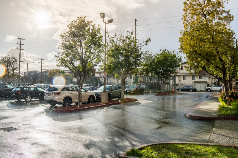 The parking lot at Roosevelt High School, Mathews Street is seen in the background Photo by Jared Cowan for L.A. Taco