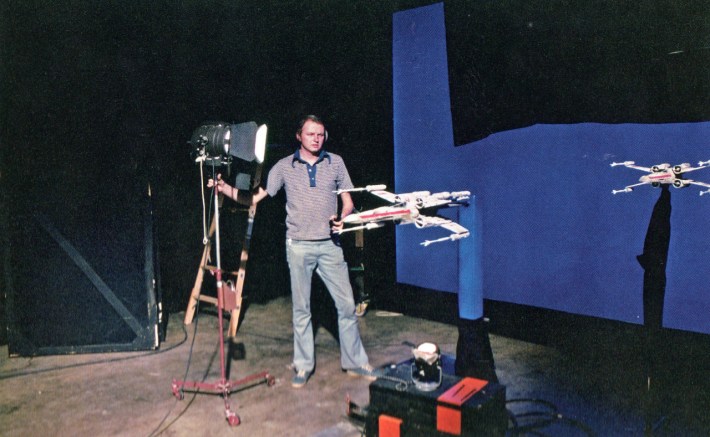 Dennis Muren sets up a shot of X-Wing Fighters regrouping above the Death Star Courtesy of Dennis Muren
