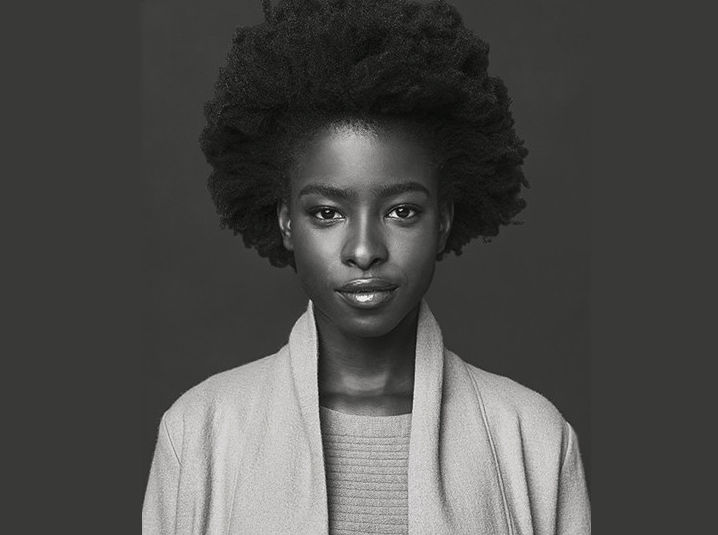 a woman's portrait in black and white