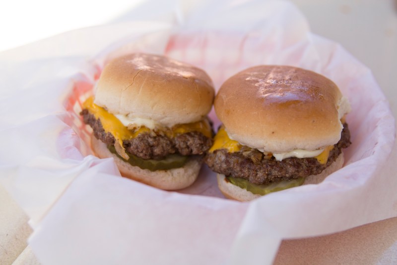 Friday - Red Castle Sliders - Onion Cooked Nebraska Angus Beef Patty with American Cheese, Pickles and Mayo on a Steamed Slammer Bun.  + Orange Julius - The Oinkster’s take on a iconic mall beverage. Inspired by New York/New Jersey classics and Harold and Kumar. Inspired by Harold and Kumar