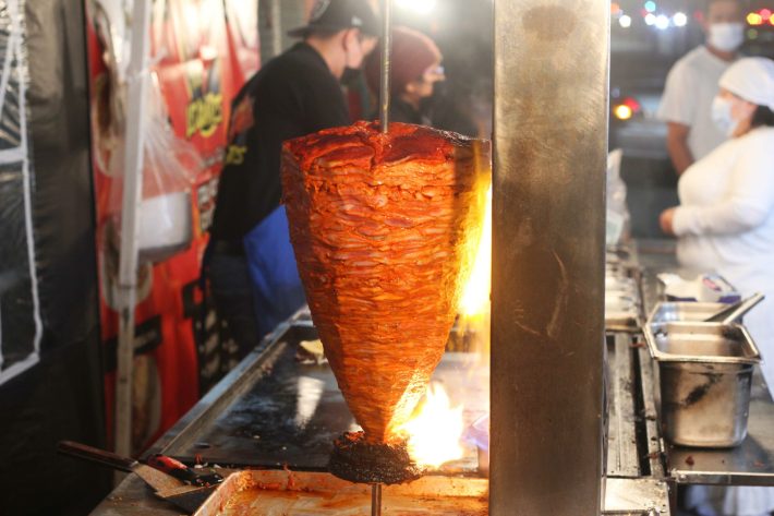 Trompo at Tacos Los Cuates in Wilmington. Photo by Cesar Hernandez.