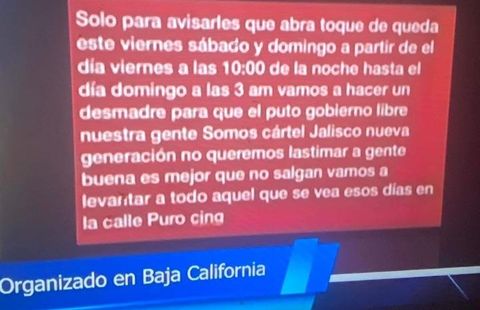 The alleged warning was displayed by Mexican news media.